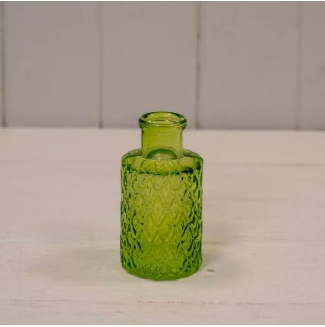 KDMD Emerald Green Geometric Glass Tabletop Bottle