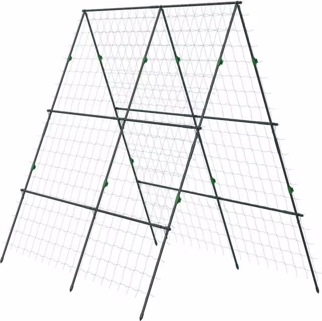 Outsunny A-Frame Garden Cucumber Trellis with Climbing Net and Steel Support Frame for Vegetables and Flowers – 1