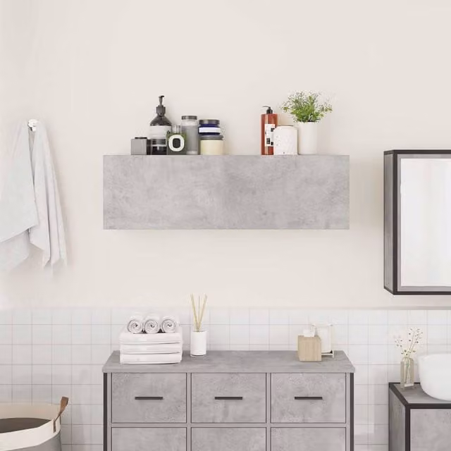 Berkfield Home Decorative Bathroom Wall Cabinet in Concrete Grey, W/D/H: 100 x 25 x 30 cm – 1