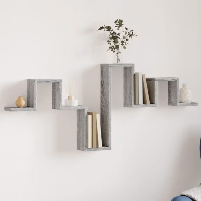 Berkfield Home Wall Mounted Shelf in Grey Sonoma, W: 104.5 cm, D: 10 cm, H: 43 cm