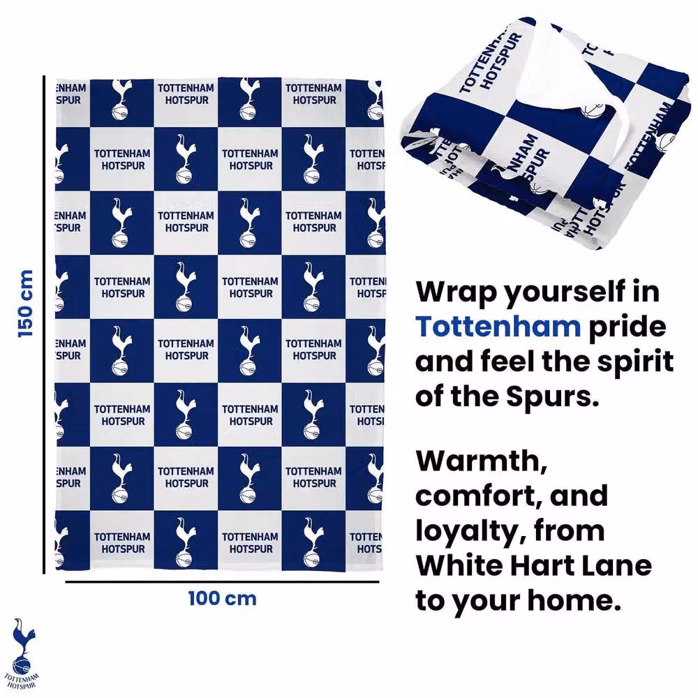 Tottenham Hotspur FC Navy Blue Checked Polyester Fleece Baby Blanket – 3