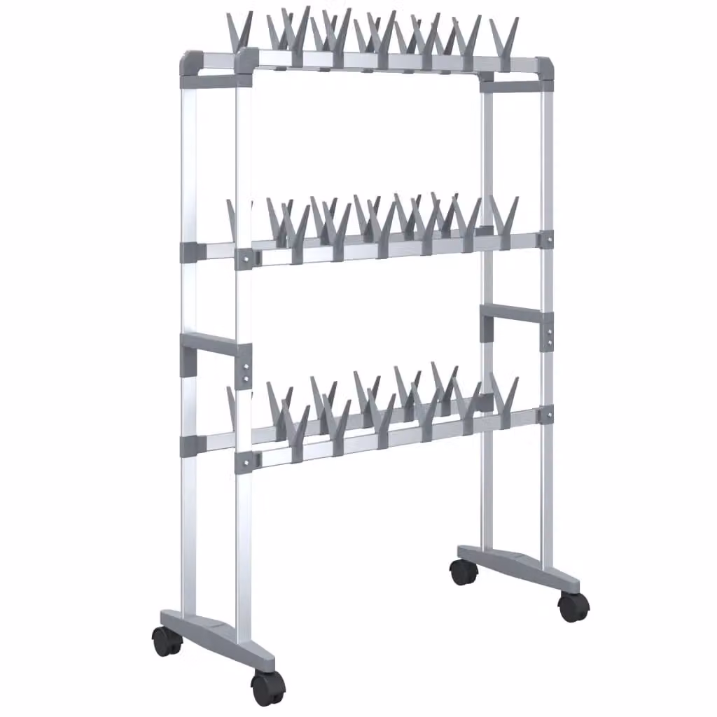 Berkfield Home Silver Metal Shoe Rack with Wheels, W/D/H: 66 x 27 x 100 cm – 2