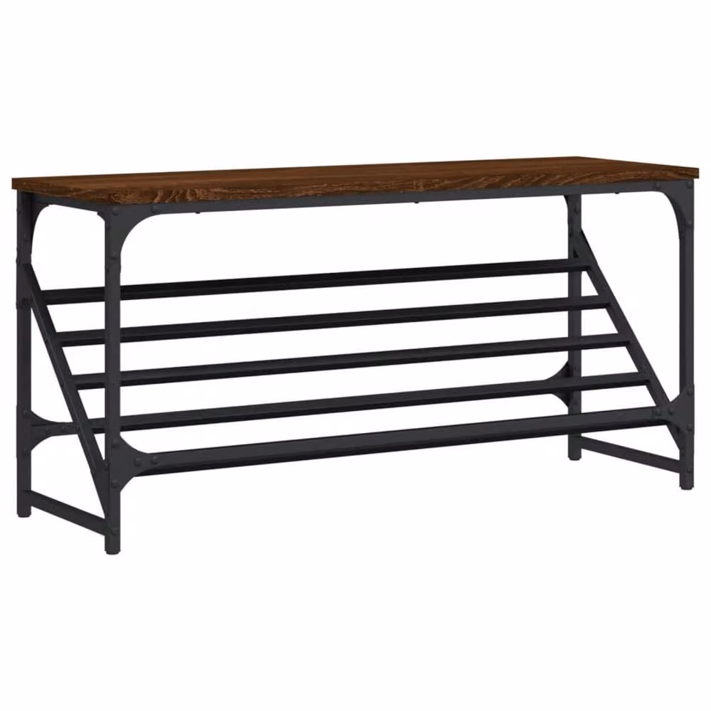 Berkfield Home Industrial Shoe Rack in Brown Oak, W/D/H: 90 x 30 x 45 cm – 3