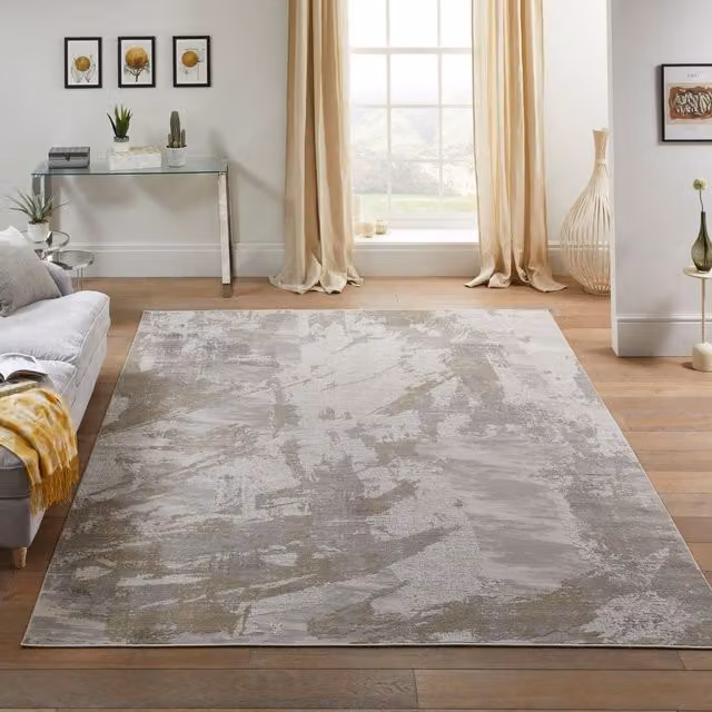 The Rug Shop UK Grey and White Modern Abstract Easy to Clean Area Rug, W/D/H: 320 x 240 cm – 1