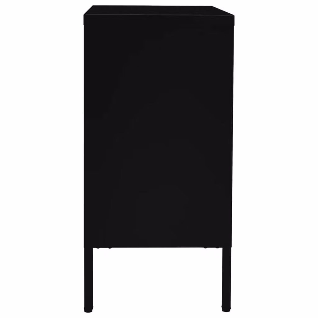 Berkfield Home Black Sideboard in Steel and Tempered Glass, W/D/H: 75 x 35 x 70 cm – 3