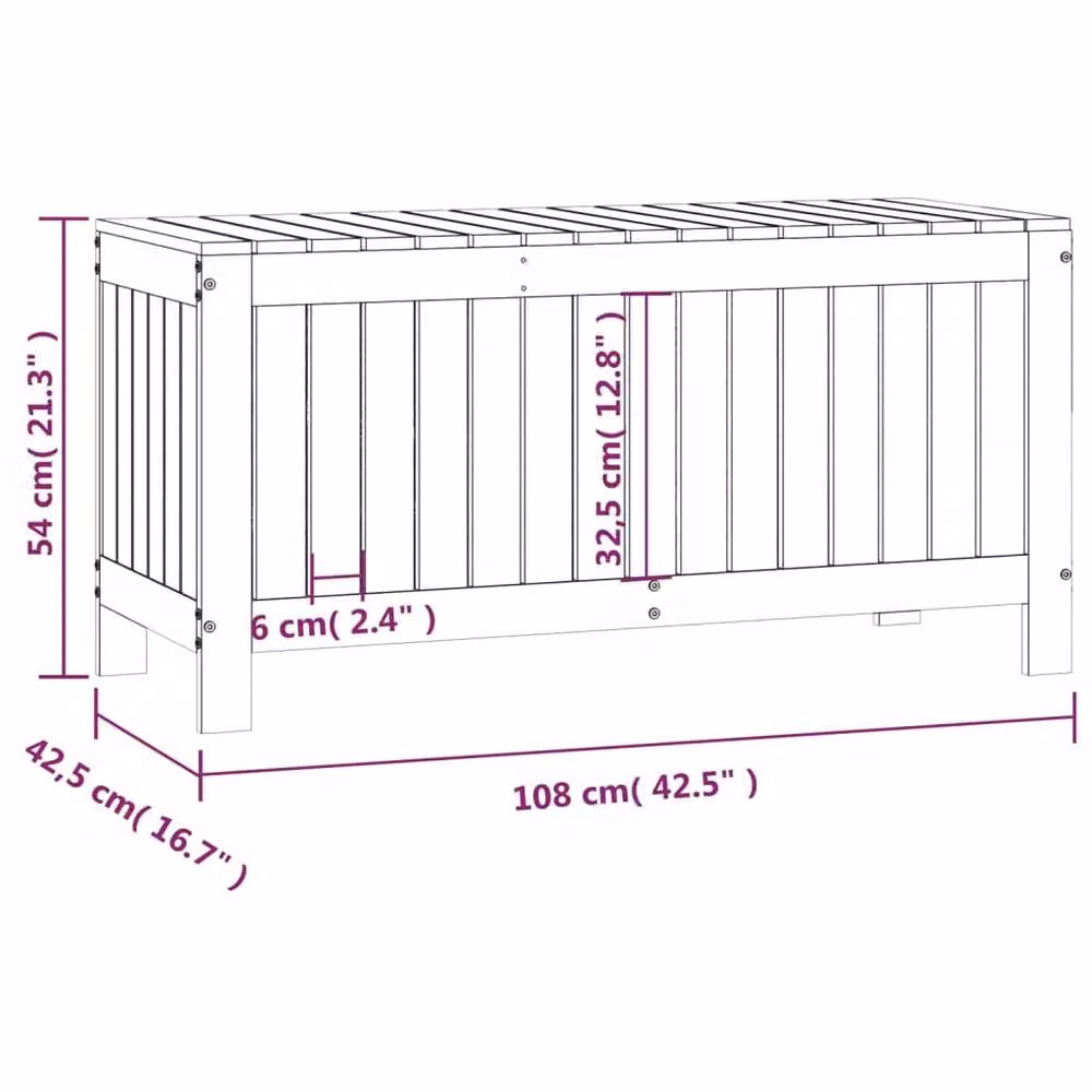 Berkfield Home Garden Storage Box in Grey Solid Pine Wood, W/D/H: 108 x 42.5 x 54 cm – 4