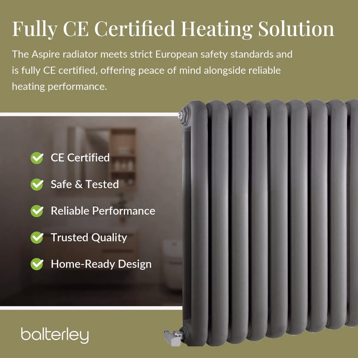 Balterley Aspire Horizontal Double Panel Radiator, Anthracite Grey, W: 86.3 cm, H: 63.5 cm, D: 6.35 cm – 4