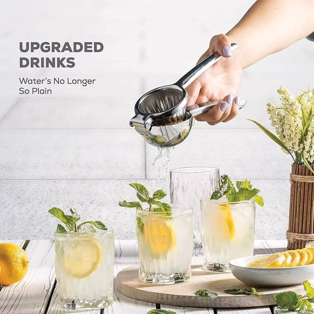 NESTLUNE Heavy Duty Stainless Steel Manual Lemon Squeezer Hand Press in Silver – 2