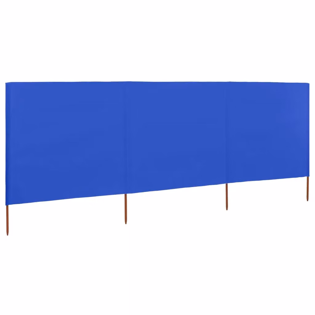 Berkfield Home 3-Panel Fabric Wind Screen, Azure Blue, W: 400 cm, H: 80 cm – 2