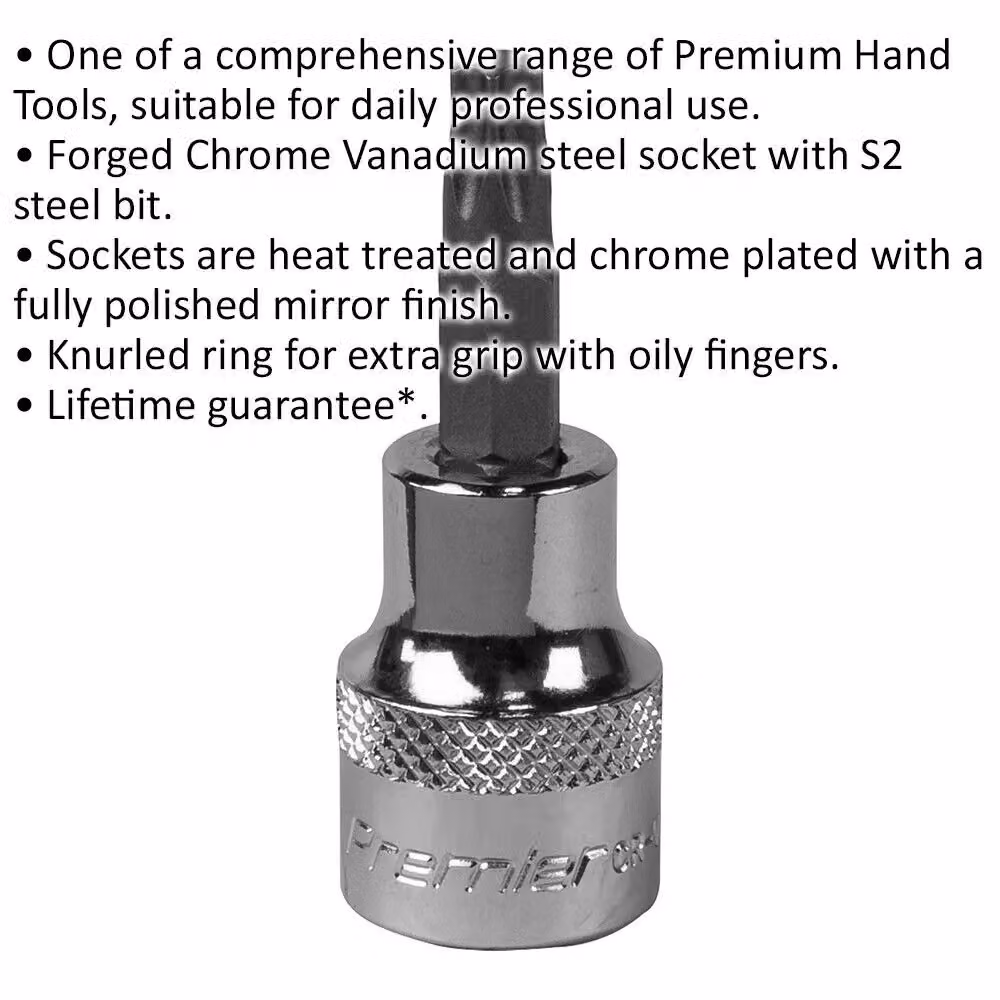 Loops T30 TRX Star Socket Bit with 3/8 inch Square Drive and S2 Steel Head in Silver – 2