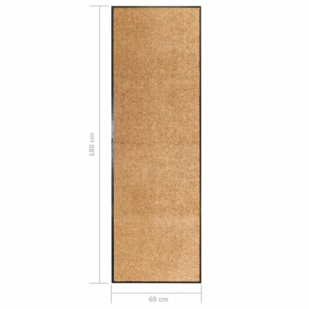 Berkfield Home Washable Non-Slip Doormat, Beige, W: 60 cm, L: 180 cm – 2