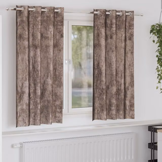 Berkfield Home Cappuccino Brown Eyelet Curtains, Polyester, W: 140 cm, H: 175 cm – 1