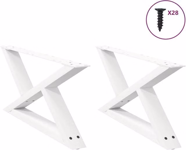 Berkfield Home Steel Coffee Table Legs, 2 Pieces, White Matt, H: 70 cm, W: 30-31.3 cm