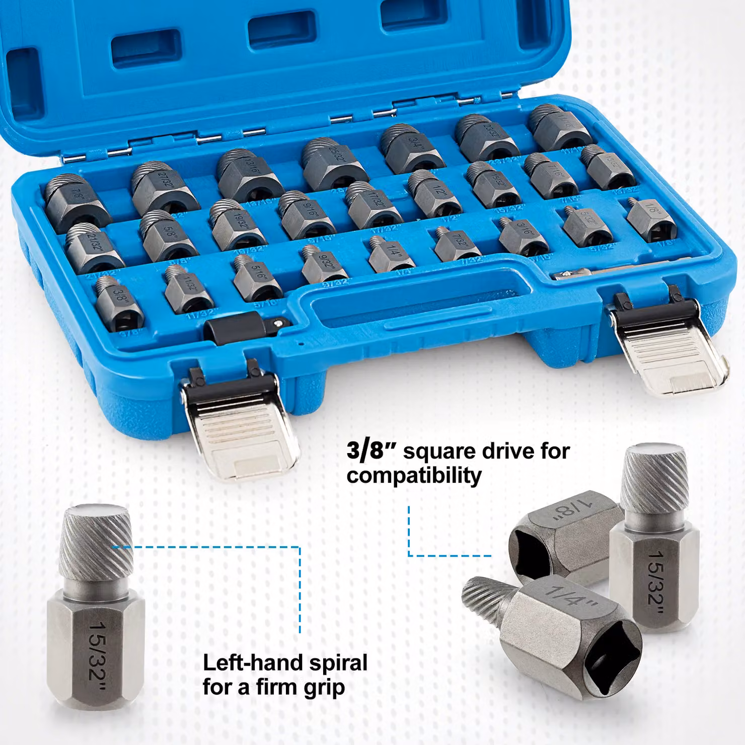 Gymax 27 Piece Dual Headed Screw Extractor Set and Bolt Removal Kit in Blue – 3