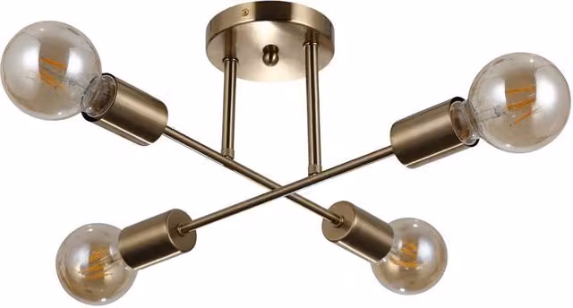 Netlighting Formio Multi Arm Semi Flush Ceiling Lamp in Gold/Brass with 4 x E27 Sockets
