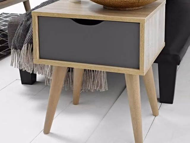LPD Scandi Oak and Grey Square Lamp Table