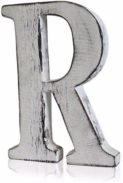 KDMK Handcrafted Shabby Chic Wooden Alphabet Letter R in White