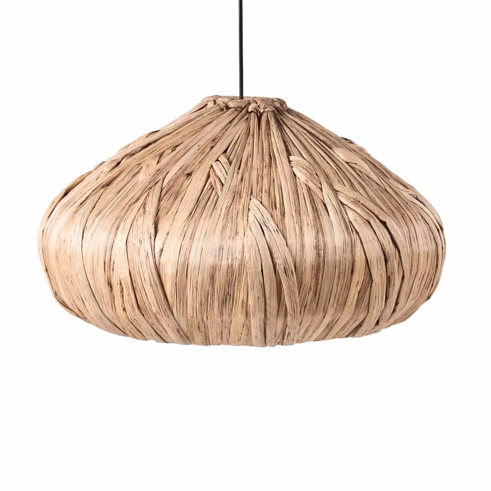 Wyld and Coco Handwoven Water Hyacinth Boho Pendant Lamp in Natural Beige with E27 Fitting – 2
