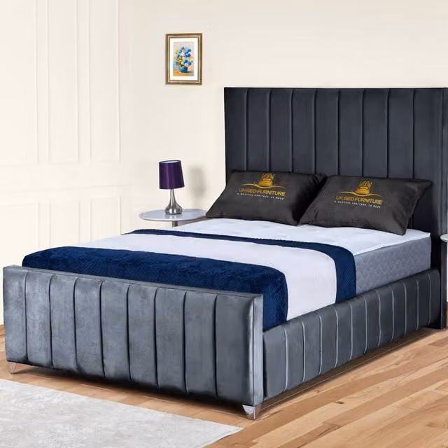 UK Bed Furniture Milano Gas Lift Ottoman Storage Upholstered Bed in Anthracite Grey Velvet, Size: Super King (200 x 200 cm) – 1