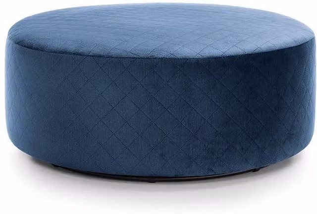 Abakus Direct Chicago Large Quilted Swivel Footstool in Dark Blue Velvet