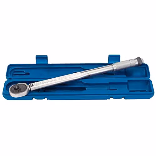 Draper 1/2 inch Square Drive Micrometre Reversible Ratchet Torque Wrench with Storage Case, Blue