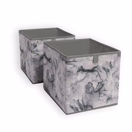 OHS Set of 2 Grey Fabric Foldable Storage Baskets