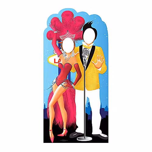 Star Cutouts SC597 Vegas Couple Stand-In Cardboard Cutout, Multicolour Casino Theme Party Photo Prop