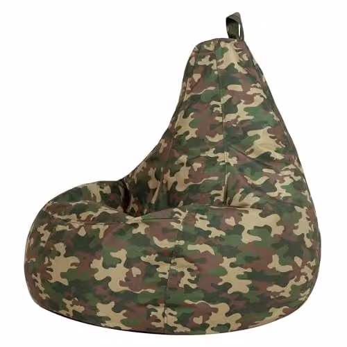 icon Dalton Gaming Bean Bag Chair with Filling in Green Camouflage Animal Print