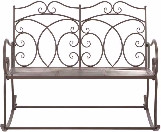 Berkfield Home Metal Garden Bench in Antique Brown, Width: 104 cm