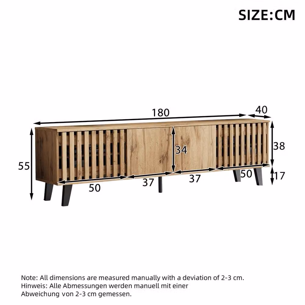 Rolipo Modern Wood TV Console and Sideboard Buffet Set in Brown – 3