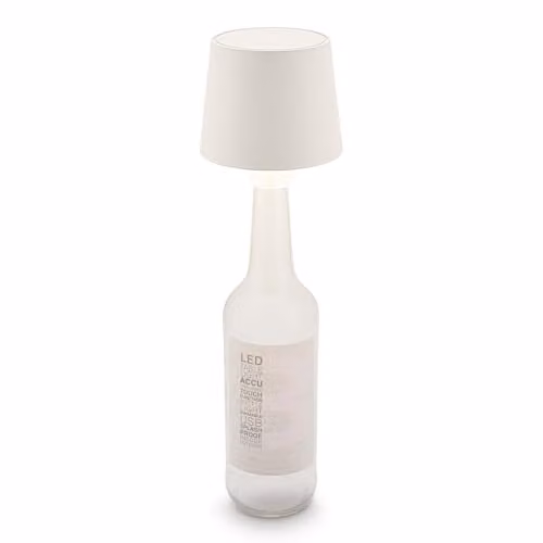 Briloner Rechargeable LED Bottle Lamp in White, Dimmable Touch Control, Warm White Light, W/D/H: 10.5 x 10.5 x 11.5 cm – 1