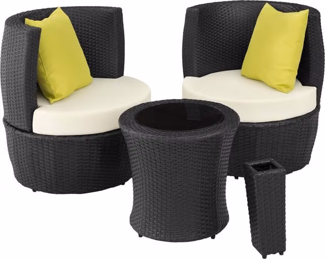 tectake Nizza W Modern Rattan Garden Set with Matt Black Aluminium Frame