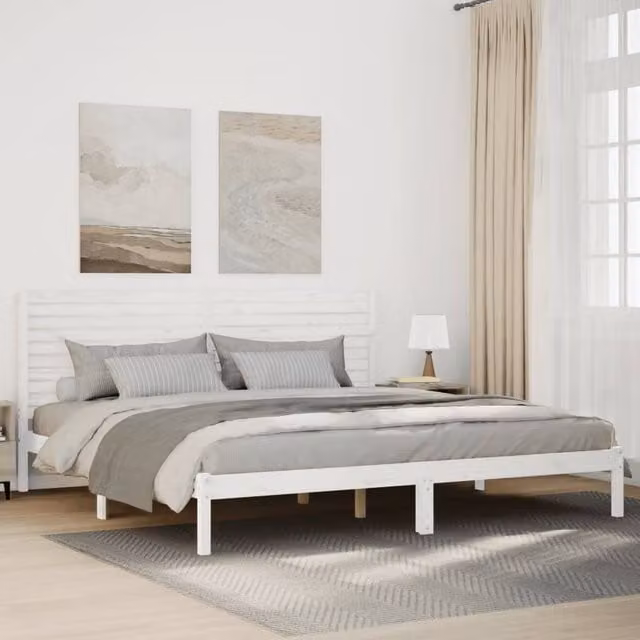 Berkfield Home Extra Long Solid Wood Bed Frame in White, 200 x 210 cm – 1
