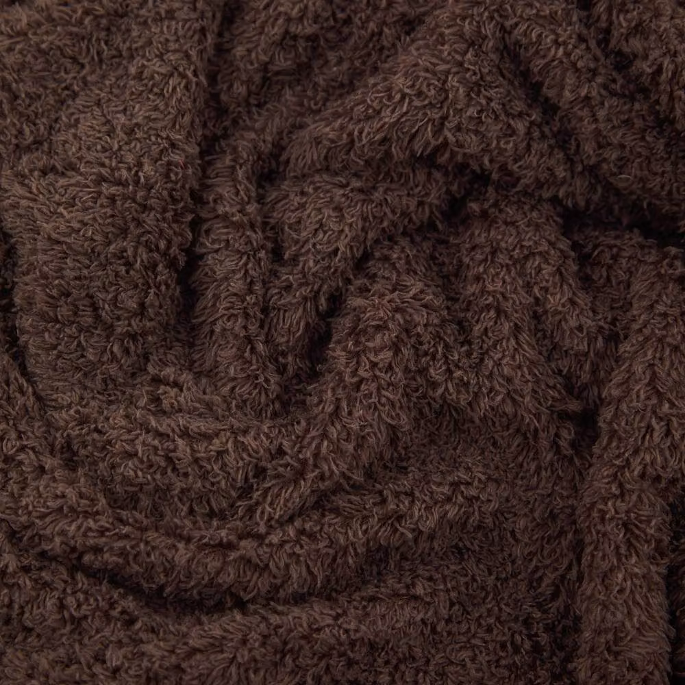 Furn Harlan Borg Brown Sherpa Fleece Tasselled Throw, W: 140 cm, D: 180 cm – 3
