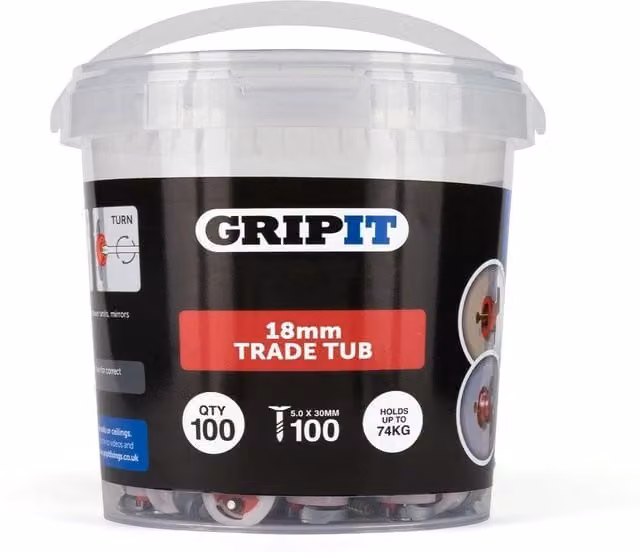 Gripit 18mm Red Plasterboard Cavity Wall Anchors, 100 Pack