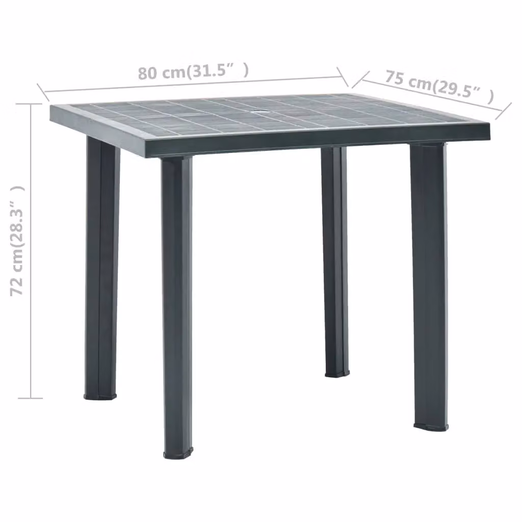 Berkfield Home Green Plastic Garden Table W/D/H: 80 x 75 x 72 cm – 3