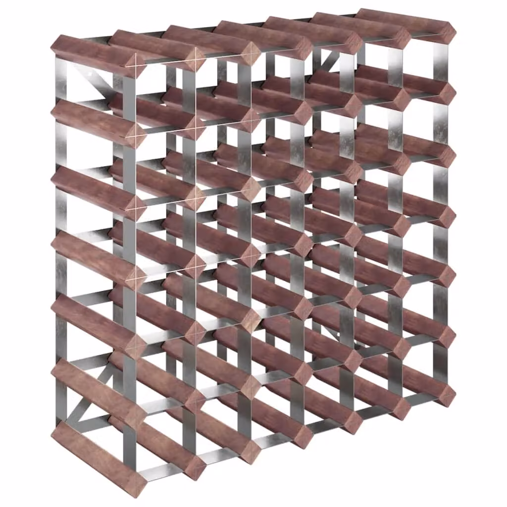 Berkfield Home Rustic Brown Solid Wood Pine and Metal Wall Mounted Wine Rack for 42 Bottles – 2