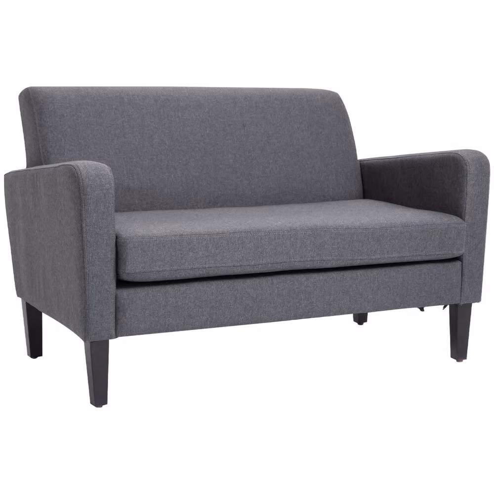 Wyld Haus Kahaba 2 Seater Loveseat in Charcoal Grey with Curved Linen Look Upholstery and Solid Wood Frame – 2