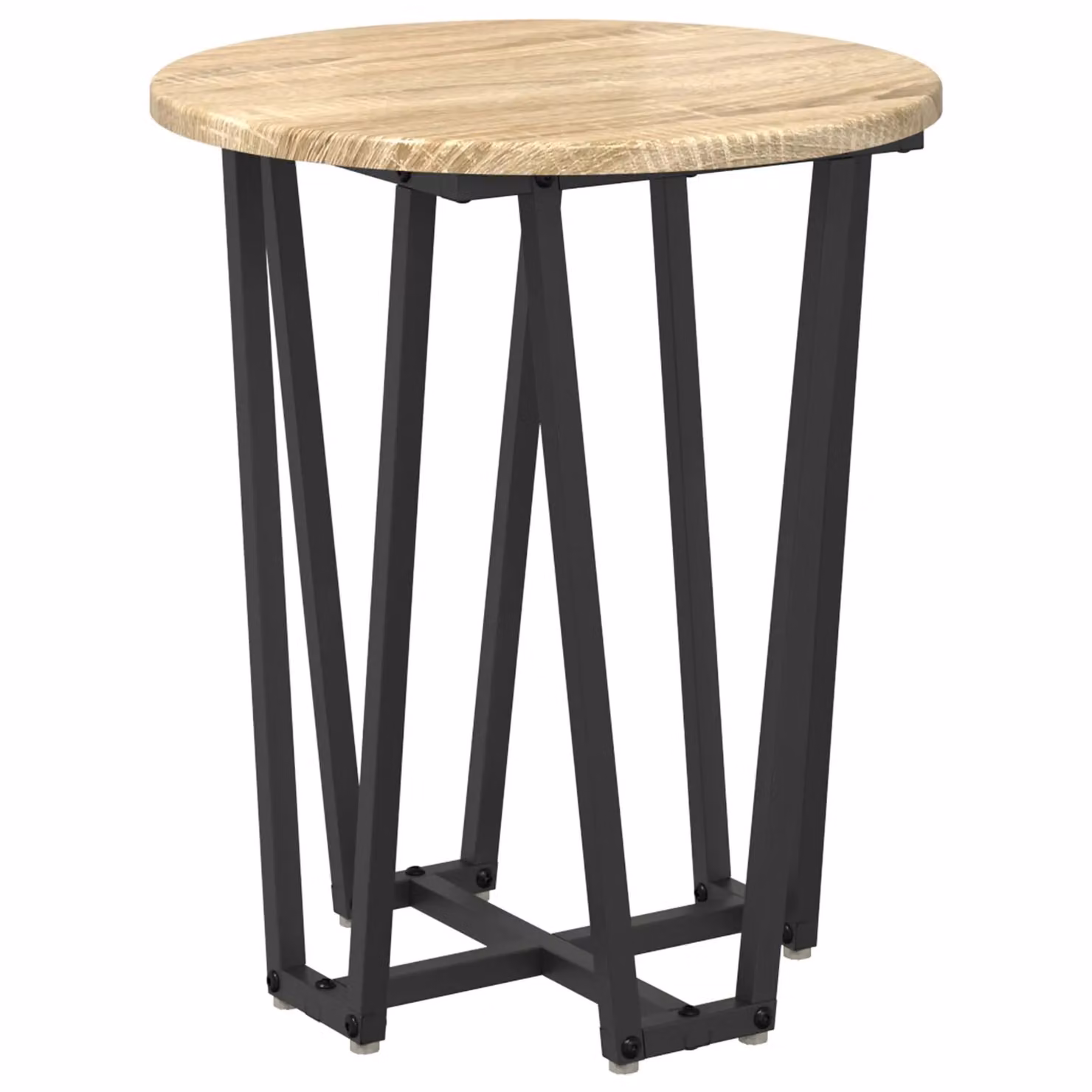 Berkfield Home Set of 2 Modern Round Nested Side Tables in Beige with Wood and Metal Construction – 3
