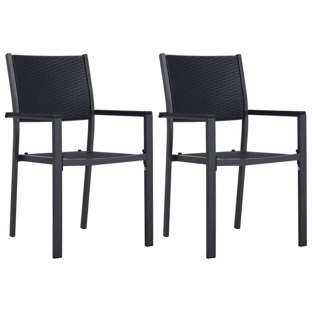 Berkfield Home Set of 2 Modern Black Plastic Rattan Look Garden Chairs – 2