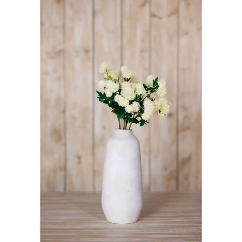 Lemon Pavilion Globe Thistle Single Stem Flower Spray in Beige, Green and White, Height: 56 cm – 3