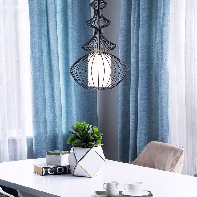 Wyld and Coco Black Metal Open Cage Pendant Light