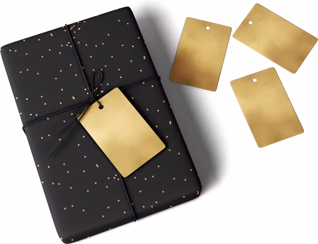 Peacock Supplies Stardust Black Paper Gift Wrap and Tag for Birthdays and Weddings