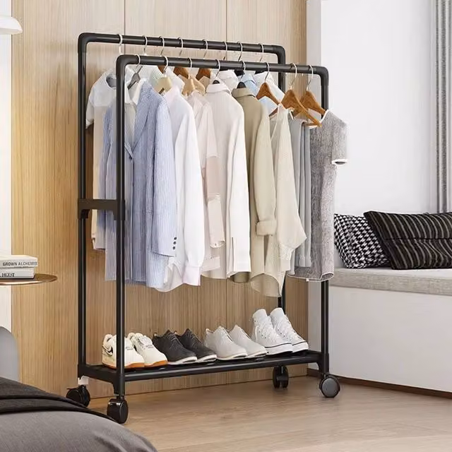 EONLION Black Metal 3 Tier Clothes Storage Rack with Clothes Rail – 1