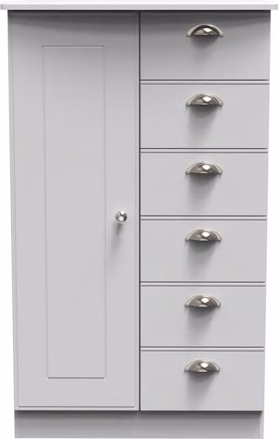 Ready Assembled 2 U Albert Grey Childrens Wardrobe with 1 Door and 5 Drawers – 1