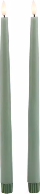 KDMK Set of 2 LED Wax Taper Dinner Candles in Green and Beige