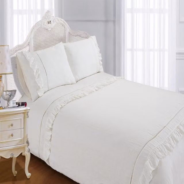Sweet Dreams White Plain Linen Duvet Cover and Pillowcase Set, W: 180 cm, H: 200 cm