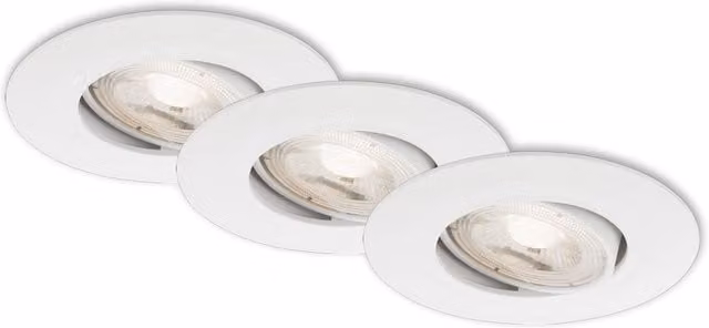 Briloner Set of 3 White Adjustable Recessed LED Ceiling Lights, 5W Warm White, D: 90 mm, H: 24 mm – 1