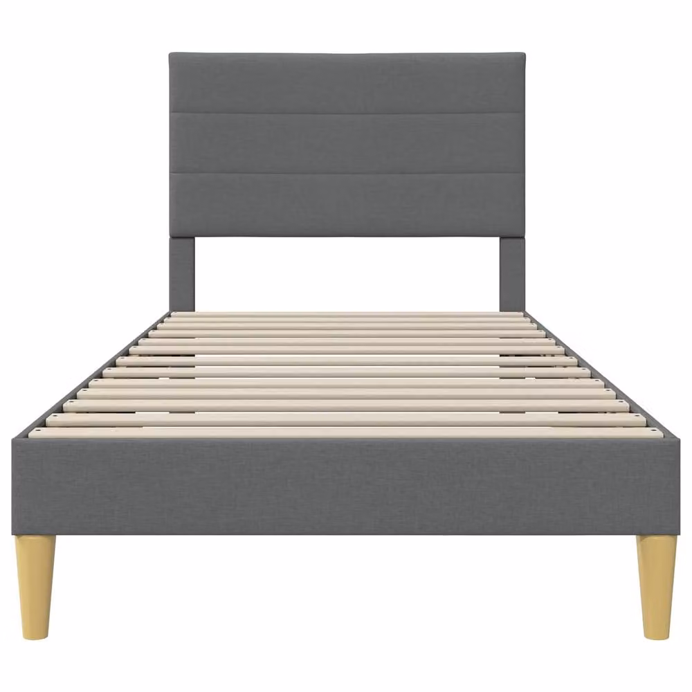 Berkfield Home Modern Fabric Bed Frame with Headboard in Dark Grey, W/D/H: 90 x 190 cm – 3