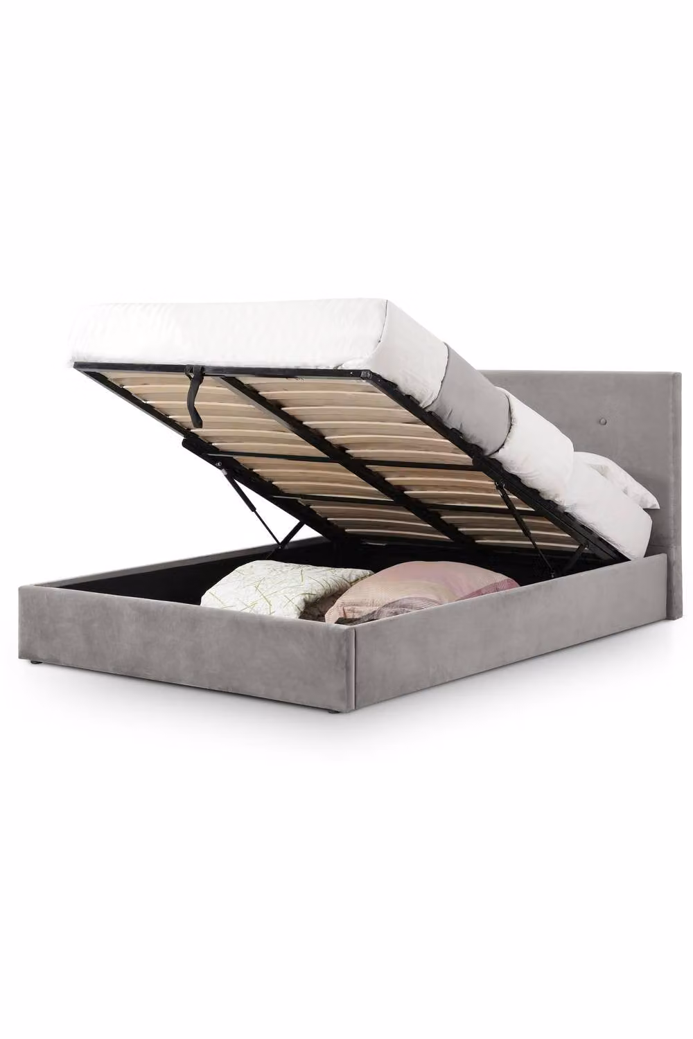 Julian Bowen Shoreditch Grey Velvet Upholstered Ottoman Storage Bed with Lift-Up Base, 180 x 200 cm – 3